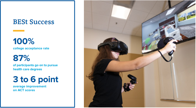 BESt students learn real-life skills in the virtual reality and simulation labs at Goldfarb