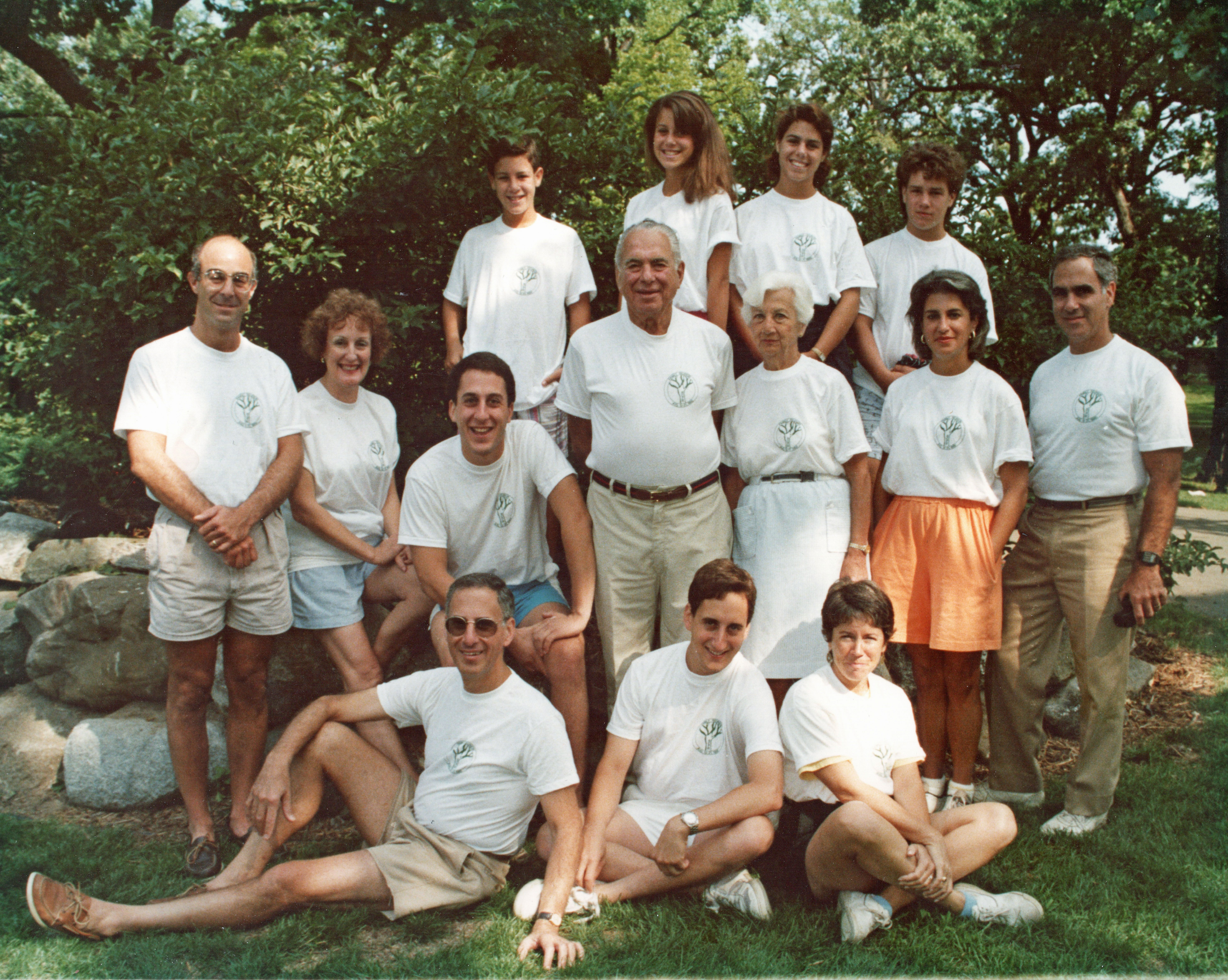 A 1980s Ruwitch Family Reunion. Front row (L to R): Wally Ruwitch, Mike Ruwitch, Sammy Ruwitch; Second row: Steve Mitchell, Ann Ruwitch, Tom Ruwitch, Joe Ruwitch Sr., Liz Ruwitch, Jane Ruwitch Mitchell, Dr. Joe Ruwitch Jr.; Third row: Joe Mitchell, Julie Mitchell, Lucy Ruwitch, John Ruwitch. A 1980s Ruwitch Family Reunion. Front row (L to R): Wally Ruwitch, Mike Ruwitch, Sammy Ruwitch; Second row: Steve Mitchell, Ann Ruwitch, Tom Ruwitch, Joe Ruwitch Sr., Liz Ruwitch, Jane Ruwitch Mitchell, Dr. Joe Ruwitch Jr.; Third row: Joe Mitchell, Julie Mitchell, Lucy Ruwitch, John Ruwitch.